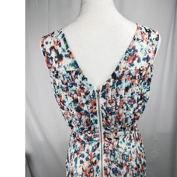 Anthropologie Plenty by Tracy Reese Dress 4 Morgan Multi Speckle Pleated Hi Low - Picture 7 of 11